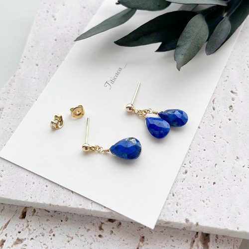 ラピスラズリ✳︎ペアシェイプ✳︎アシンメトリー【チャーム】【ピアス