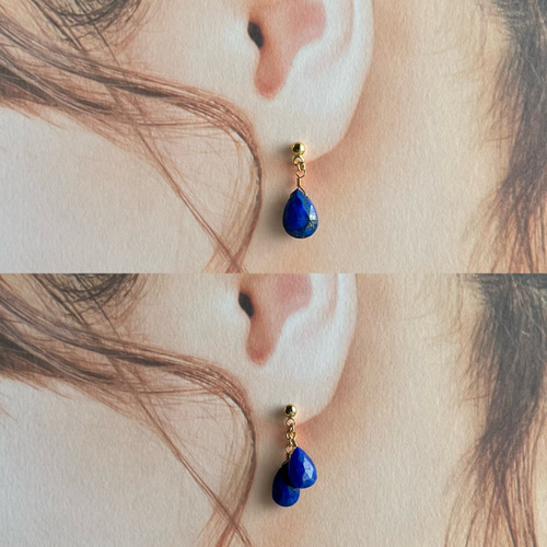 ラピスラズリ✳︎ペアシェイプ✳︎アシンメトリー【チャーム】【ピアス