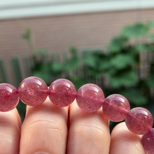 天然石 ブレスレット ミルキーストロベリークォーツ 苺水晶