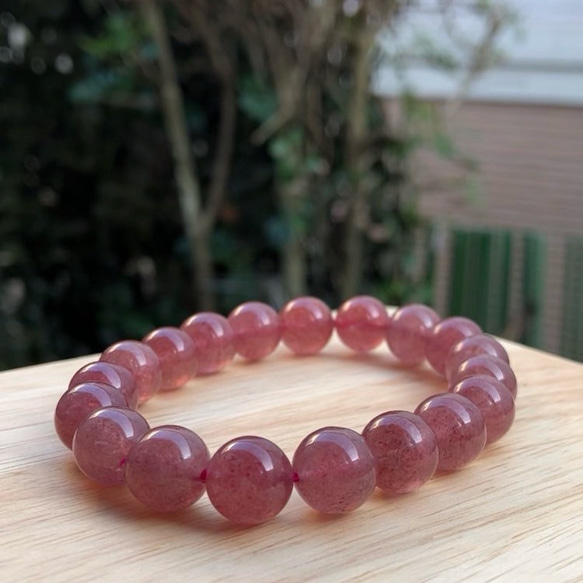 天然石 ブレスレット ミルキーストロベリークォーツ 苺水晶