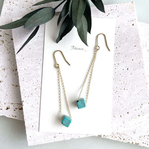 値下げ可愛いブルーカルセドニースターカットのピアスチャーム♡♡