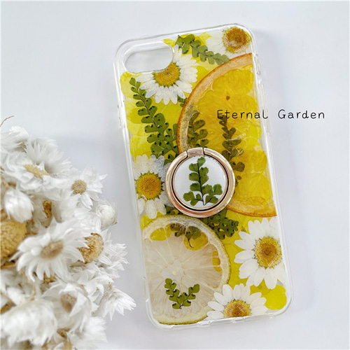 紫陽花押し花スマホケース、全機種対応、iFace風、手帳型、iPhone15