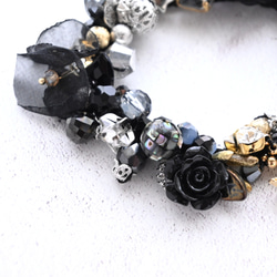 超早割クリスマス✨ブラック ローズ×シフォン シュシュ＊ブレスレット 5枚目の画像