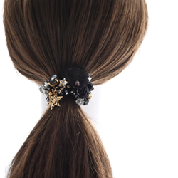 超早割クリスマス✨ブラック ローズ×シフォン シュシュ＊ブレスレット 9枚目の画像