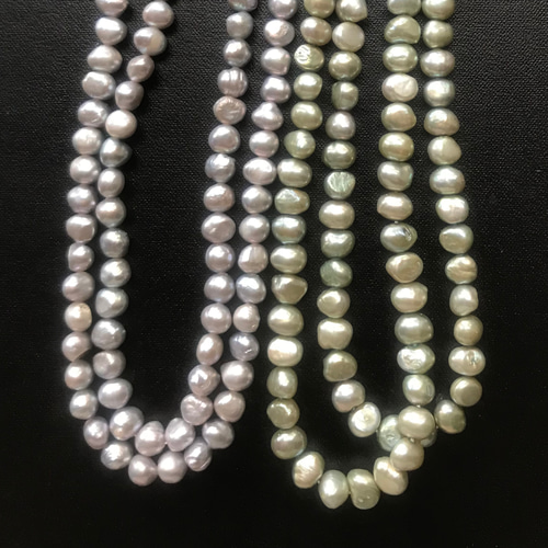 完売御礼#468 無核 淡水真珠【半連20㌢35個前後】約5.7㍉ ライトグレー