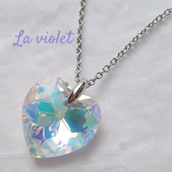 スワロフスキーパーツ使用 大粒1.8cm! ハートネックレス - クリスタル