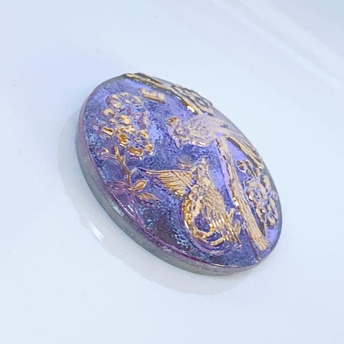 ヴィンテージボタン カボション ガラス ガラスカボション チェコガラス チェコガラスカボション14x10セッティング付き a-1448 | Ivy