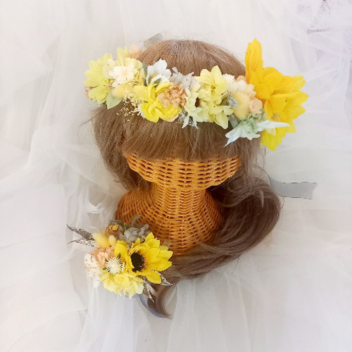 ♡受注対応♡ひまわり花かんむり ウェディングブーケ専門店
