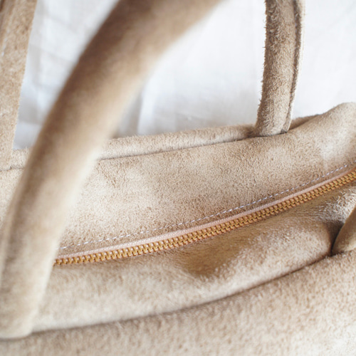 レザーハンドバッグ(ベージュ・スエード) ボストンバッグ ミニバッグ