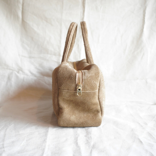 レザーハンドバッグ(ベージュ・スエード) ボストンバッグ ミニバッグ