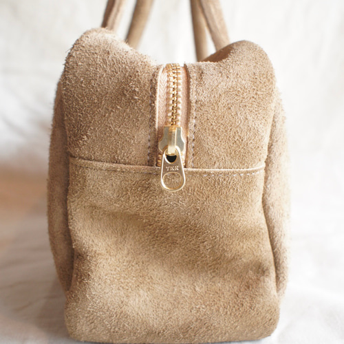 レザーハンドバッグ(ベージュ・スエード) ボストンバッグ ミニバッグ