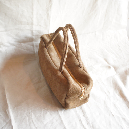 レザーハンドバッグ(ベージュ・スエード) ボストンバッグ ミニバッグ