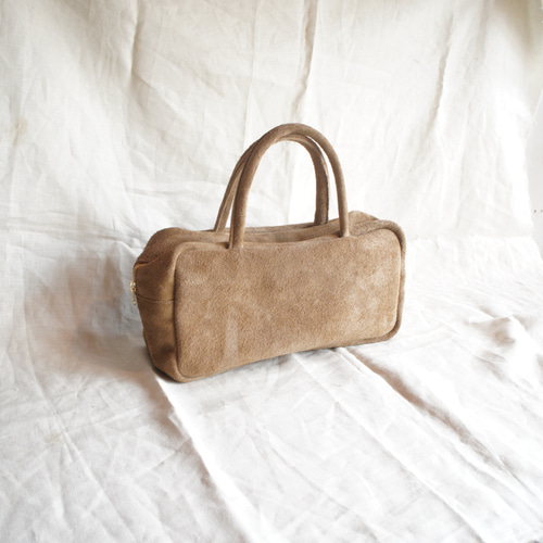 レザーハンドバッグ(ベージュ・スエード) ボストンバッグ ミニバッグ