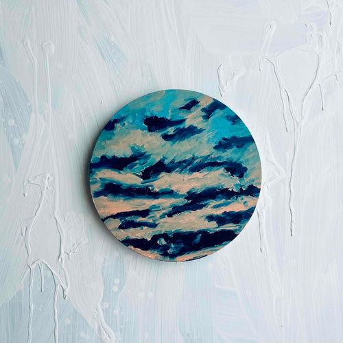 直径25㎝「夕空２」油彩・絵画・原画・丸形・アートパネル 直径25㎝「夕空」油彩・絵画・原画・丸形・アートパネル 絵画