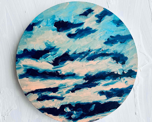 直径25㎝「夕空２」油彩・絵画・原画・丸形・アートパネル 直径25㎝「夕空」油彩・絵画・原画・丸形・アートパネル 絵画