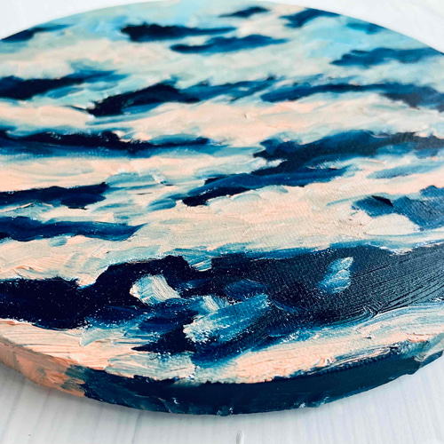 直径25㎝「夕空２」油彩・絵画・原画・丸形・アートパネル 直径25㎝「夕空」油彩・絵画・原画・丸形・アートパネル 絵画
