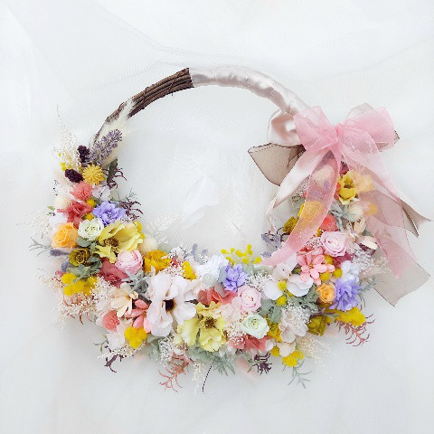 ♡受注対応♡リースブーケウェディング専門店 ブーケブートニアフープブーケリボンブーケブーケ花冠オーダー承ります春ブーケ