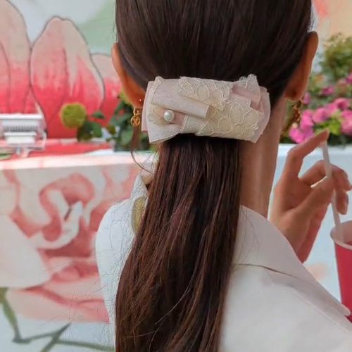 アッカ ホワイトレース バレッタ、ヘアゴムセット アッカ ホワイトレース バレッタ、ヘアゴムセット アッカ