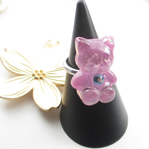 クォーツのにゃん吉は、平和な一日を好むから、今日も日向ぼっこしています♪(創作リング)SR883 1枚目の画像