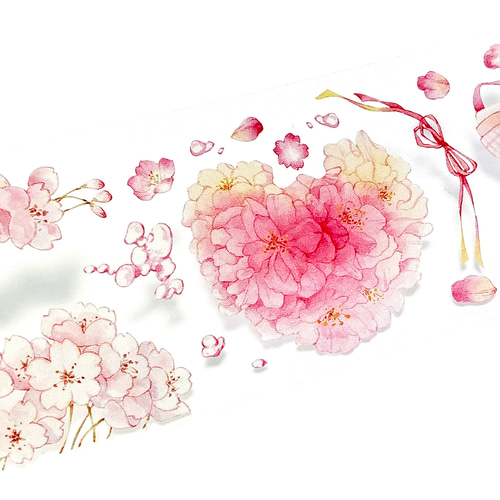 s-198○海外マスキングテープ 切り売り ／ 海外マステ コラージュ 桜