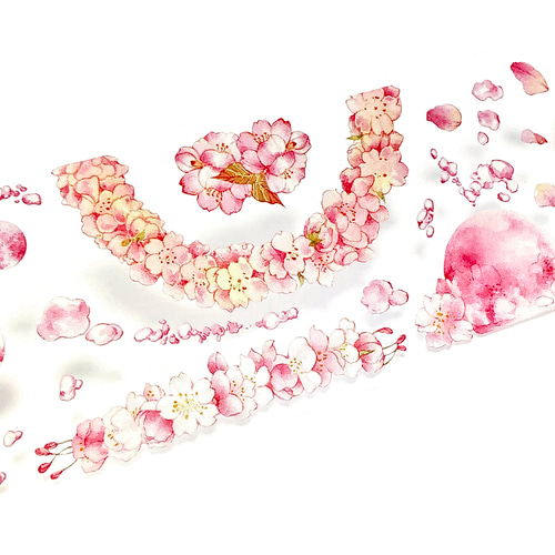 s-198○海外マスキングテープ 切り売り ／ 海外マステ コラージュ 桜
