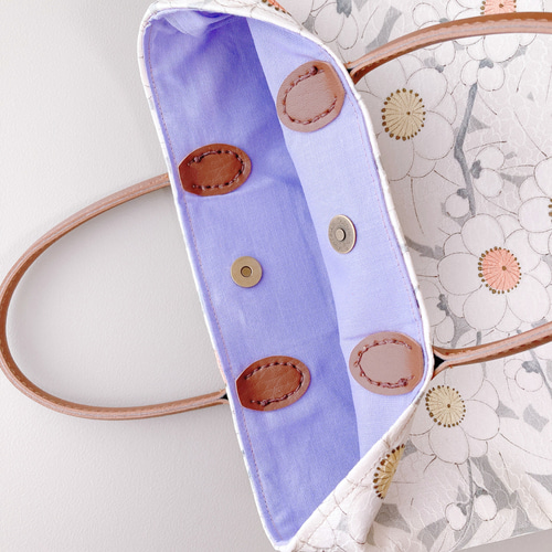 淡い花柄小紋の生地が可愛いミニバッグ エコバッグ・サブバッグ きもの