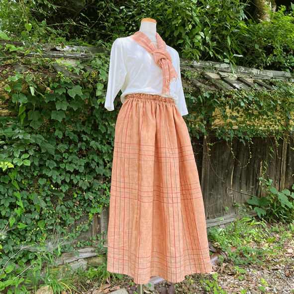 播州織柿渋染めスカート24038