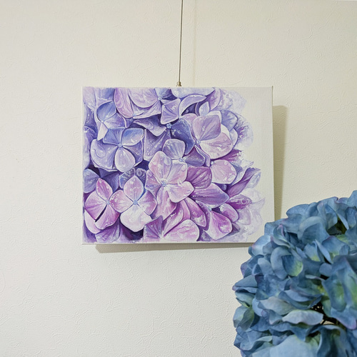 原画】紫陽花のアクリル画/ F3号/ 一点物 絵画 むとうめぐみ 原画】紫陽花のアクリル画/ F3号/ 一点物 絵画 むとうめぐみ