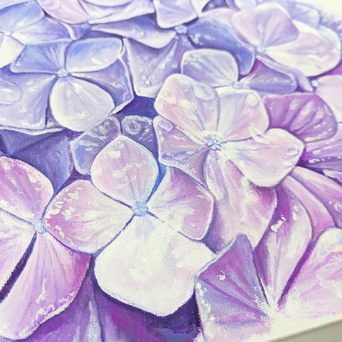 原画】紫陽花のアクリル画/ F3号/ 一点物 絵画 むとうめぐみ