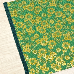 細かな花唐草模様の地紋　ゴールドベージュのお召 細かな花唐草模様の地紋 ゴールドベージュのお召 KIMONO by