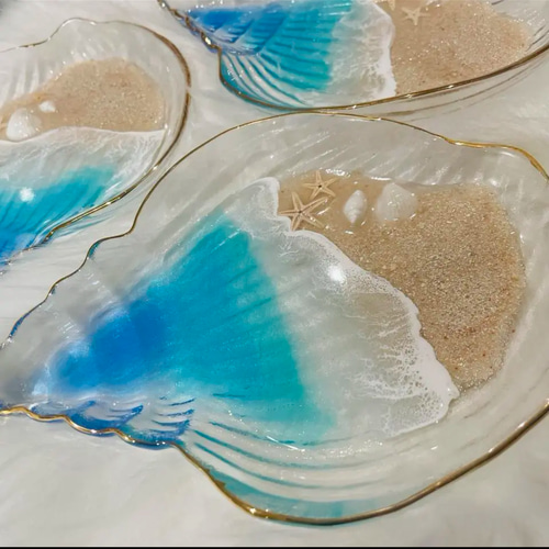 海のジュエリートレイ レジンアート 小物入れ アクセサリー トレイ 海