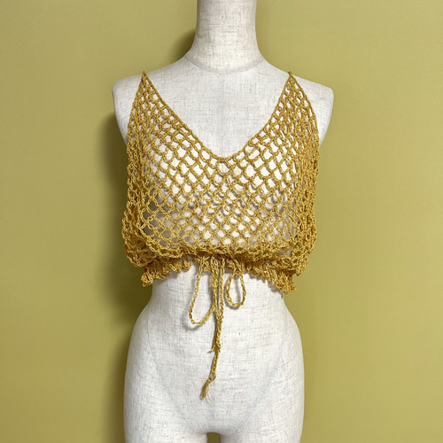 ヴィンテージヤーンのネット編みビスチェ タンクトップ・キャミソール
