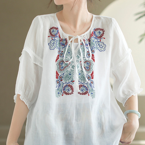 36 ファッション 新品タグ付き DRESSTERIOR 麻 リネン ブラウス 半袖