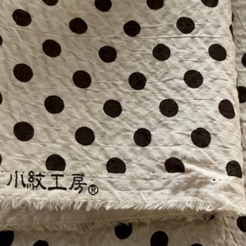 小紋工房 *60綿ローンリップル*水玉柄セピア色×ブラウン2m 生地