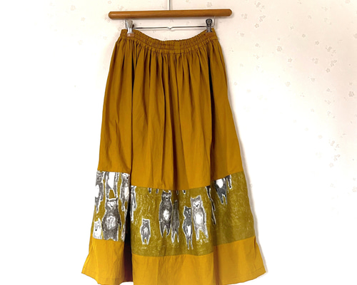 ミナペルホネン alive mustard ボリューム フレアースカート マキシ丈