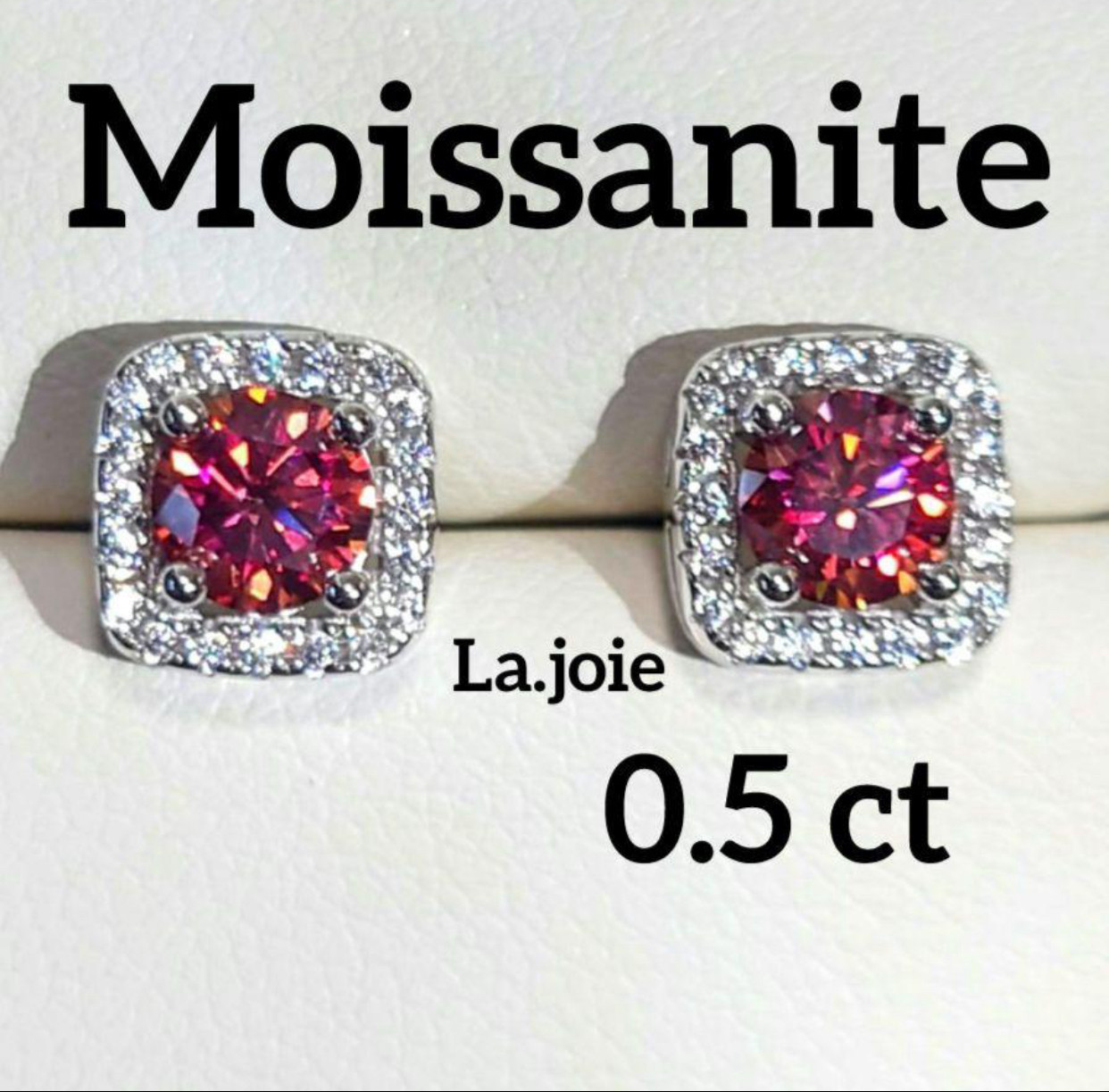 最高品質 モアサナイト レインボーレッド 人工ダイヤ soirée ピアス 5,846円