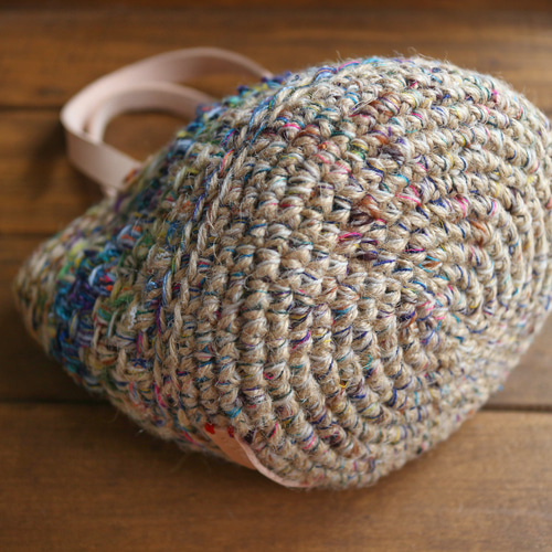 ♢麻ひもとミックス糸のかごバッグ♢ブルー♢ かごバッグ TODOT 通販