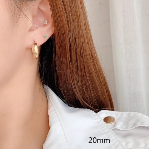 K10（両耳）極太4.4mm幅 フープピアス超ワイド幅10金 イエローゴールド