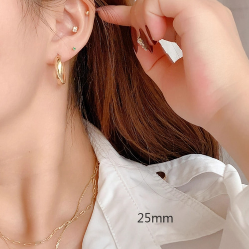 K10（両耳）極太4.4mm幅 フープピアス超ワイド幅10金 イエローゴールド