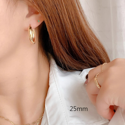 K10（両耳）極太4.4mm幅 フープピアス超ワイド幅10金 イエローゴールド