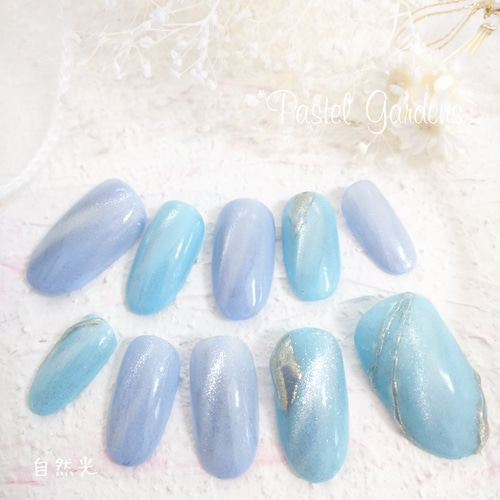 スカイブルートブルーパープルのミラーアートマグネイルチップ