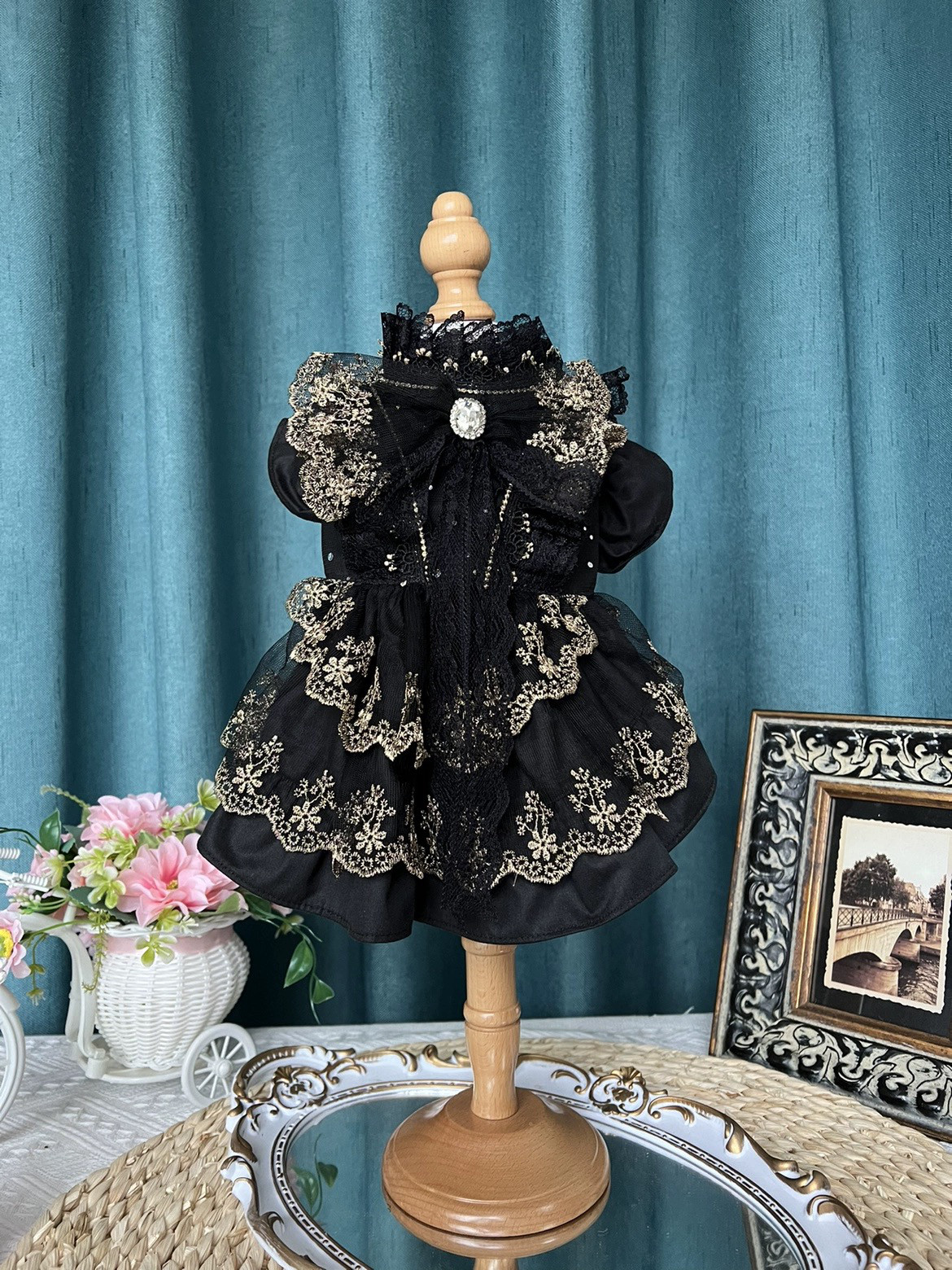 襟付きワンピハンドメイド犬服わんこ服