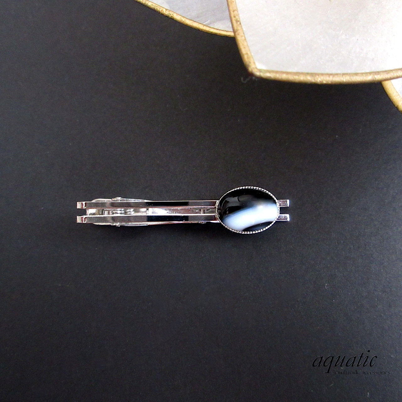 幅広）ストライプオニキスネクタイピン タイピン・カフス