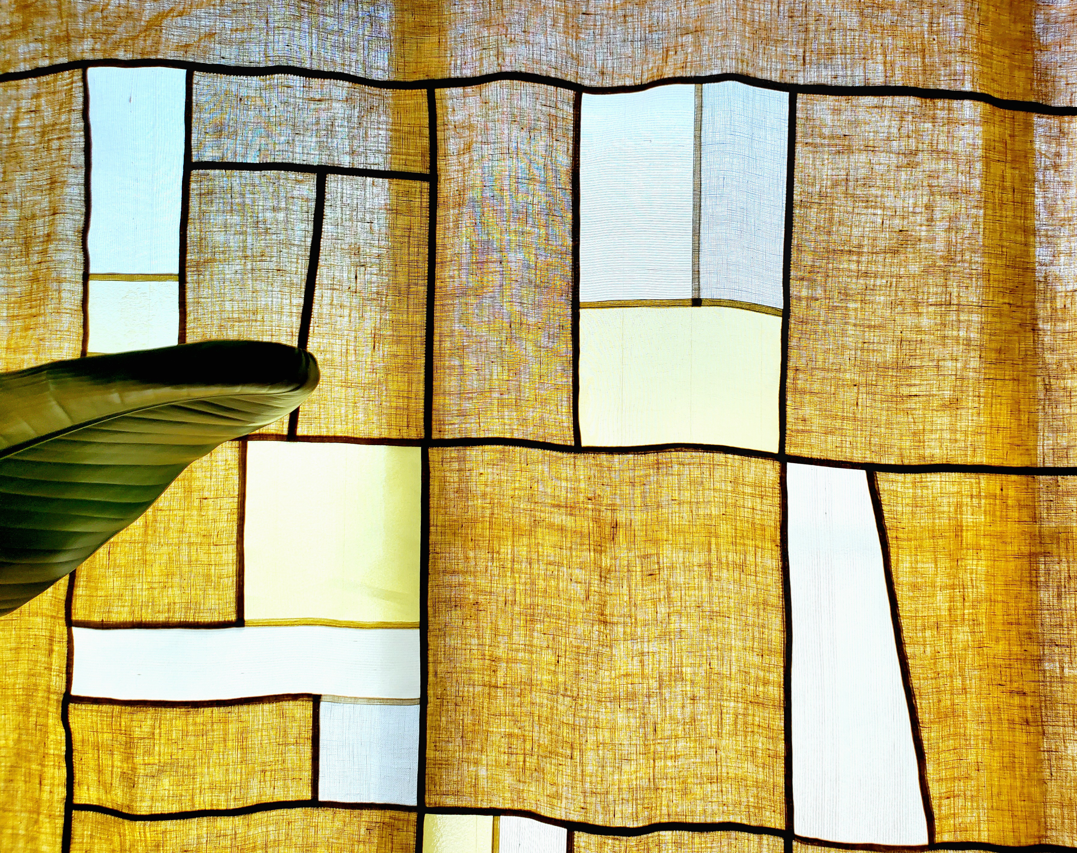 ポジャギ　黄カラシ色　シルクリネン