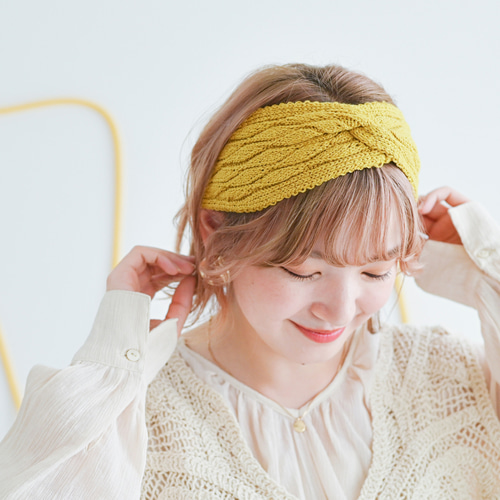 ヘアターバン 禍々し ハンドメイドターバン リネン混 ヘアバンド 