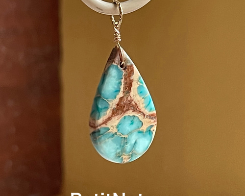 シーセディメントジャスパーとアクアマリンのピアスチャーム♪1点のみ