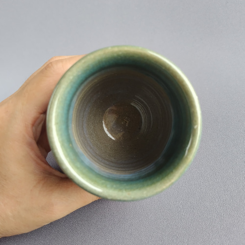 湯呑茶碗 緑釉 【商品番号：00536】 湯呑み やきもの實陶 通販