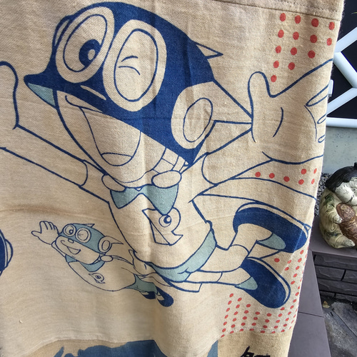 着物リメイク 手作り 柿渋染め パーマン 手ぬぐい パッチ