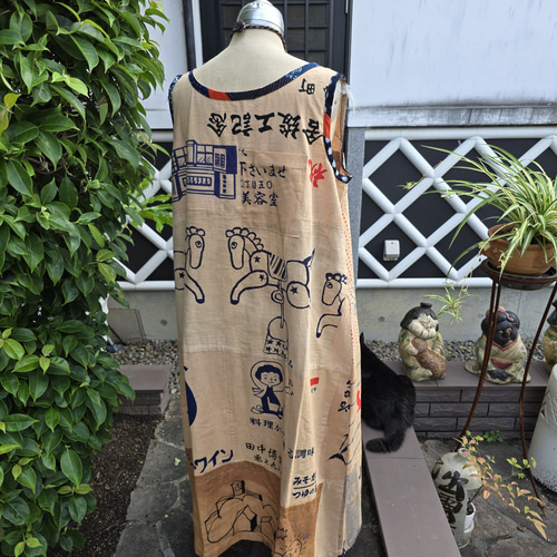 着物リメイク 手作り 柿渋染め パーマン 手ぬぐい パッチ