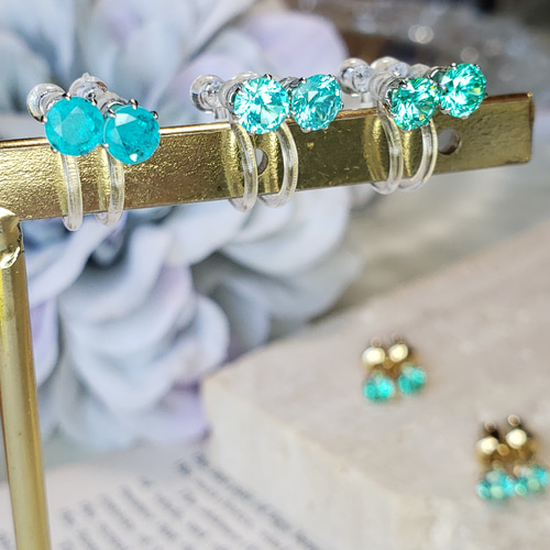 イヤリング出来ました☆ 奇跡の輝き パライバトルマリン 人工宝石